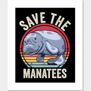 Save The Manatees Funny Vintage Retro Posters and Art